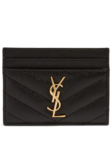 ysl - card holder - black - calf leather|Saint Laurent Leather Card Holder .